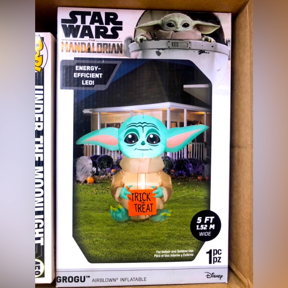 Grogu Airblown Pumpkin Star Wars 5 ft Tall Holidays Halloween Decoration Lights